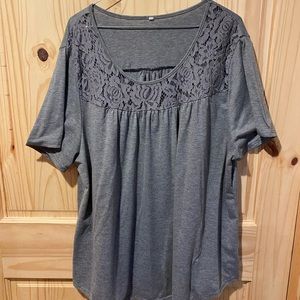 Grey, lace, cotton shirt. Worn and washed once